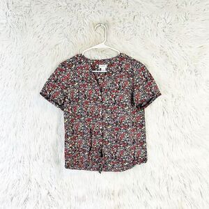 J. Crew Women's Floral Tie-Front Button-Up Shirt Size S Multicolor